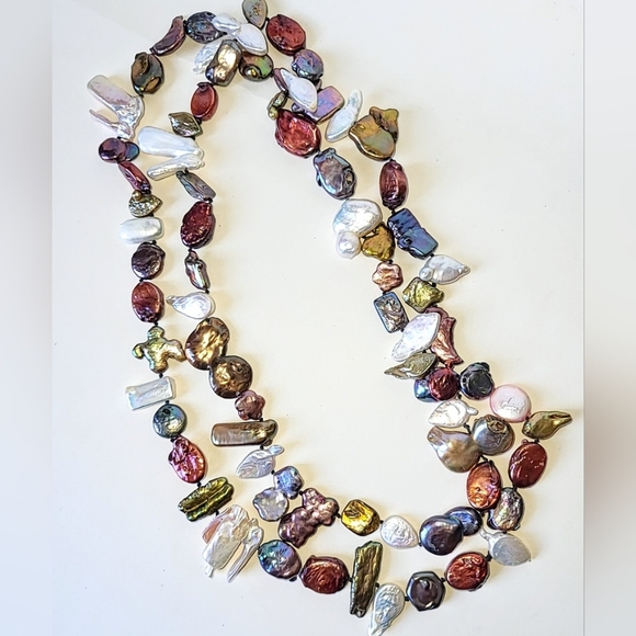 Jewelry - KESHI PEARL NECKLACE - 40" LONG MULTI-COLORED PEARLS